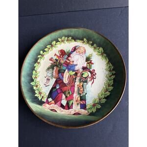 Giftcraft Holiday Plate Old World Santa Father Christmas Collectible 10” Holly